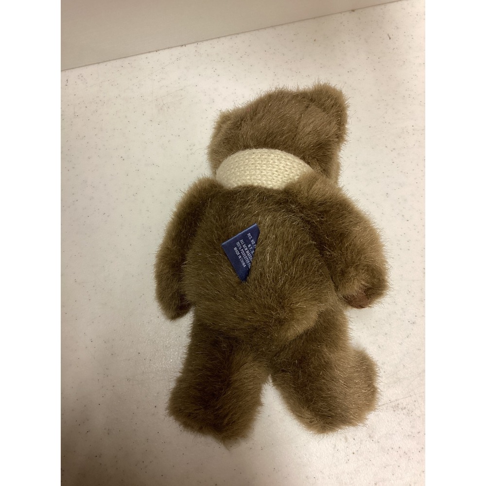 Vintage 2001 Ralph Lauren Polo Teddy Bear Set Brown Plush Navy Cream Scarves - Picture 6 of 7